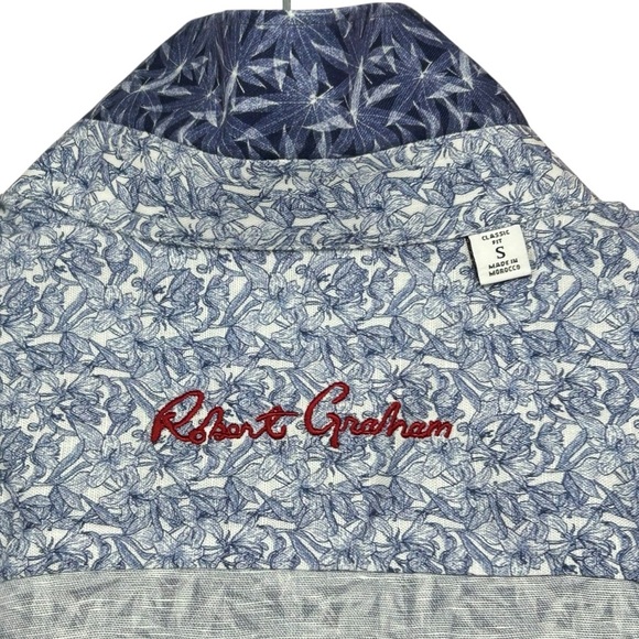 Robert Graham Ellicott Blue Abstract Print Button Down Shirt Men’s Small Cotton - Picture 14 of 16